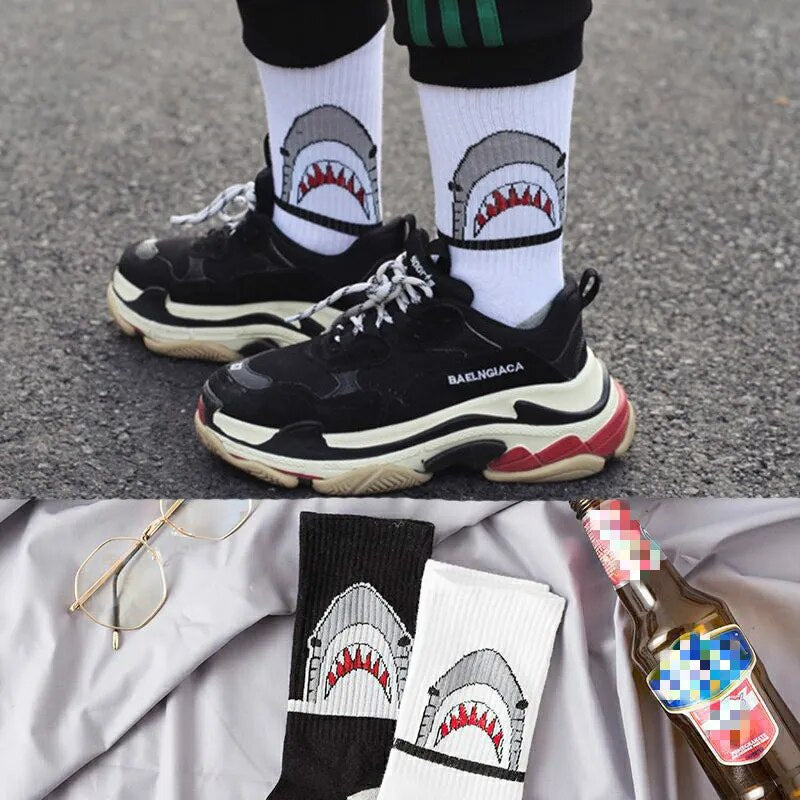 Shark socks with jaw pattern