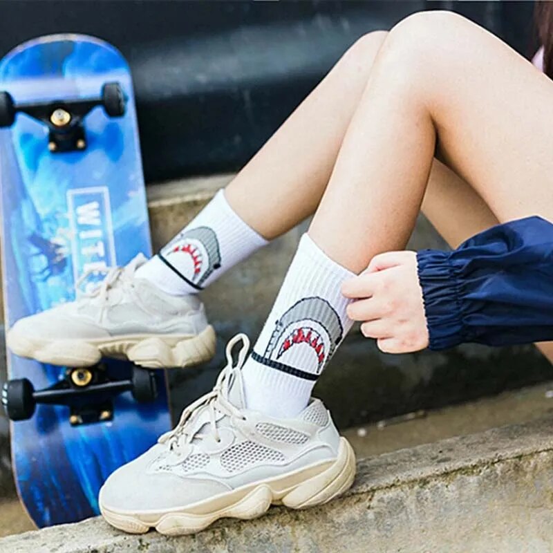 Shark socks with jaw pattern