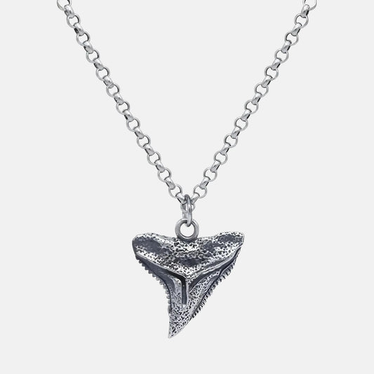 Collier dent de requin en argent véritable