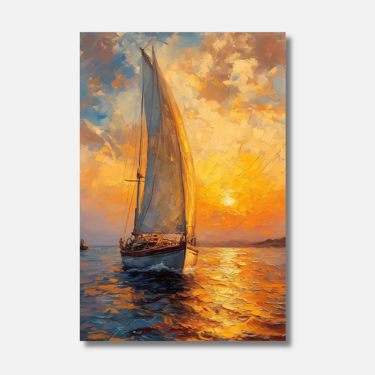 Tableau bateau peinture VOILE DORÉE