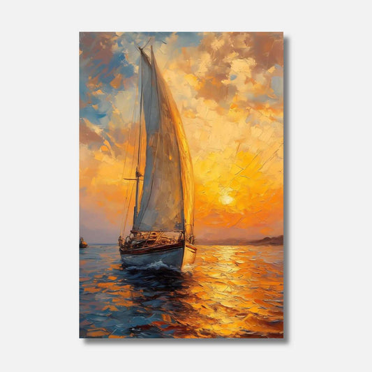 Tableau bateau peinture VOILE DORÉE