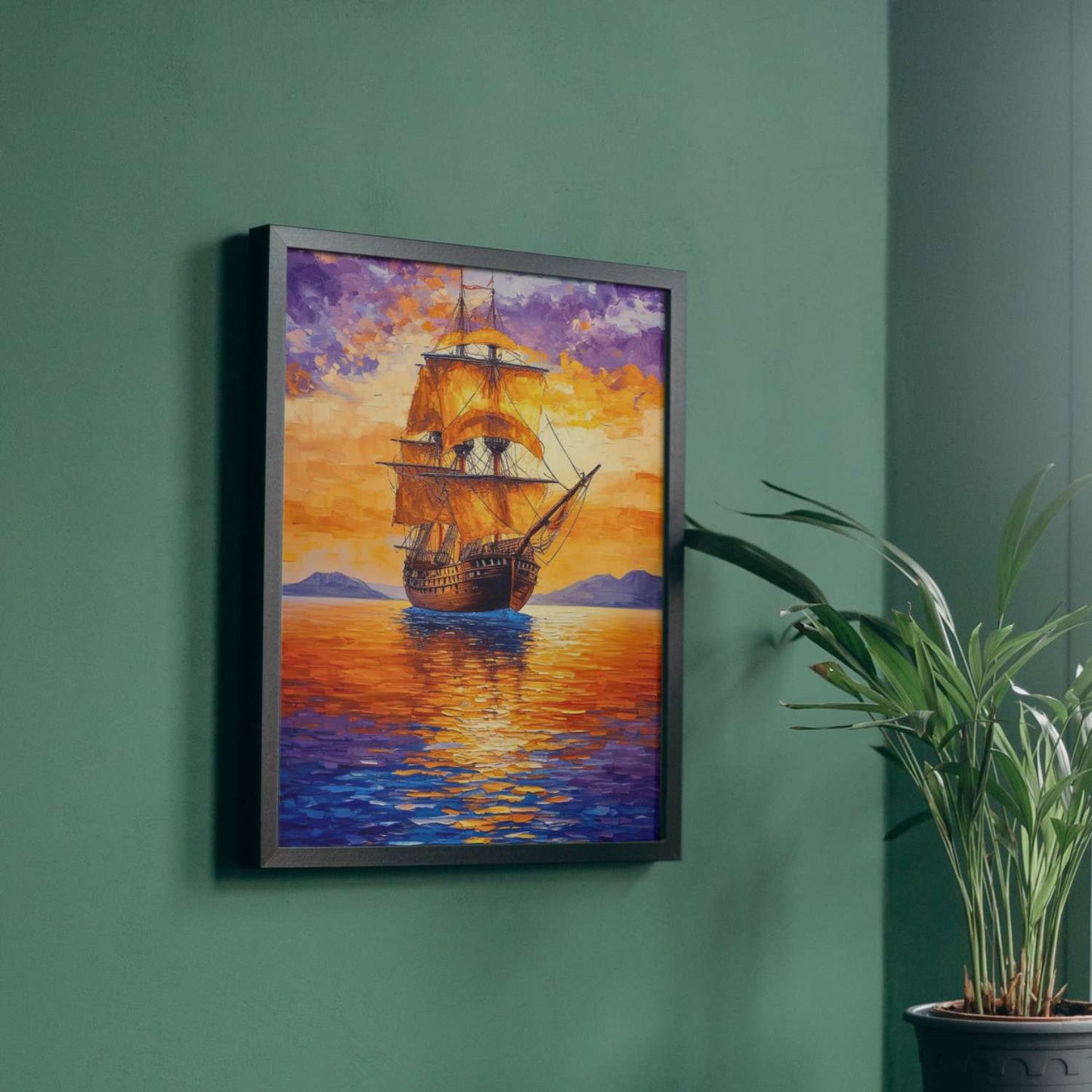 Peinture acrylique bateau mer VOILIER ÉTERNEL