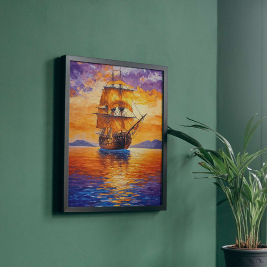 Peinture acrylique bateau mer VOILIER ÉTERNEL