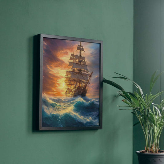 Tableau peinture mer bateau LEVAIN DES MERS