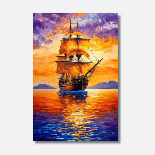 Peinture acrylique bateau mer VOILIER ÉTERNEL