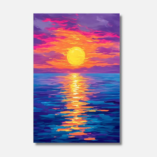 Peinture acrylique coucher de soleil sur la mer MERVEILLE ACRYLIQUE