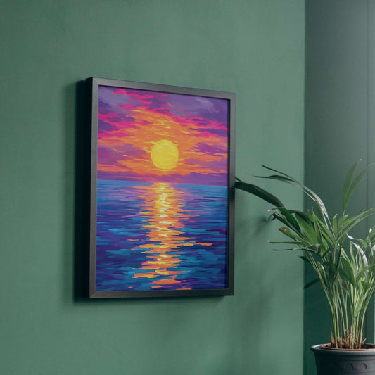 Peinture acrylique coucher de soleil sur la mer MERVEILLE ACRYLIQUE