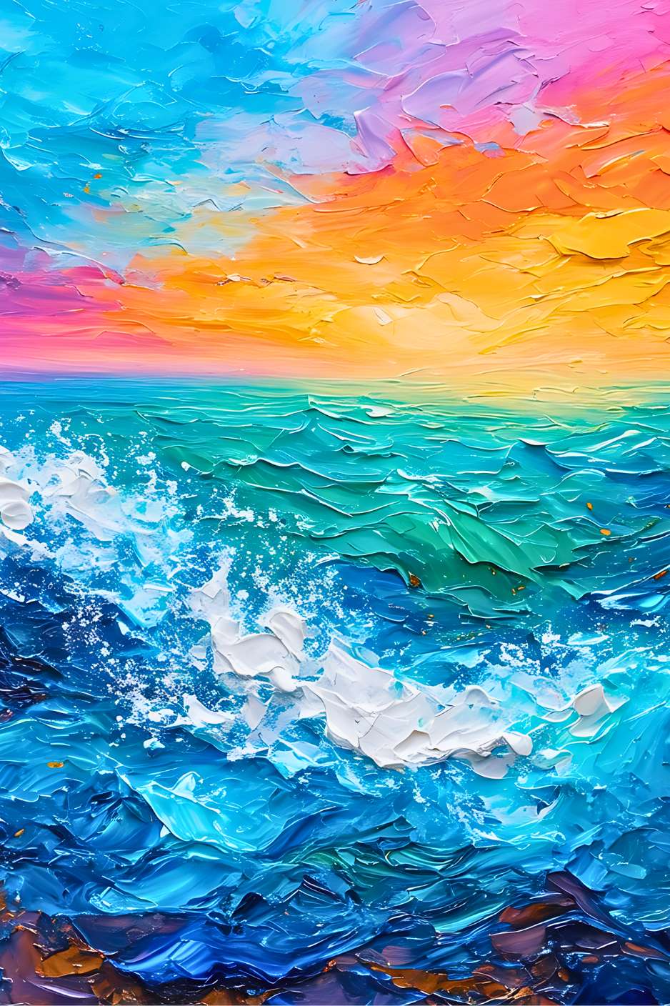 Peinture marine abstraite au couteau FUREUR MARINE