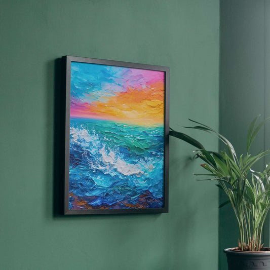 Peinture marine abstraite au couteau FUREUR MARINE