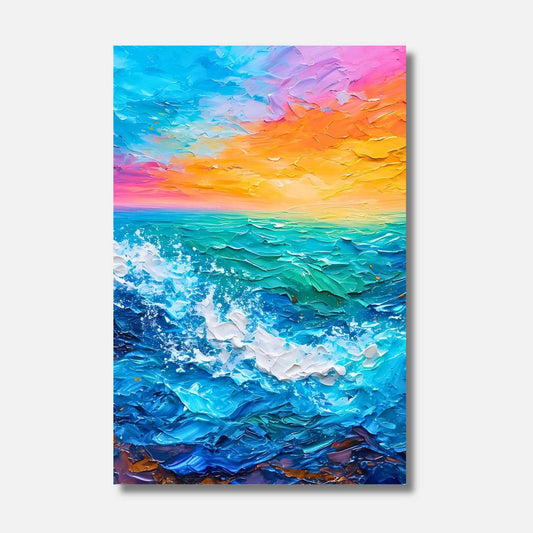 Peinture marine abstraite au couteau FUREUR MARINE