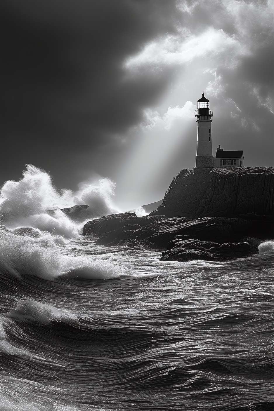 Photo noir et blanc mer PHARE DE L’ÉTERNITÉ