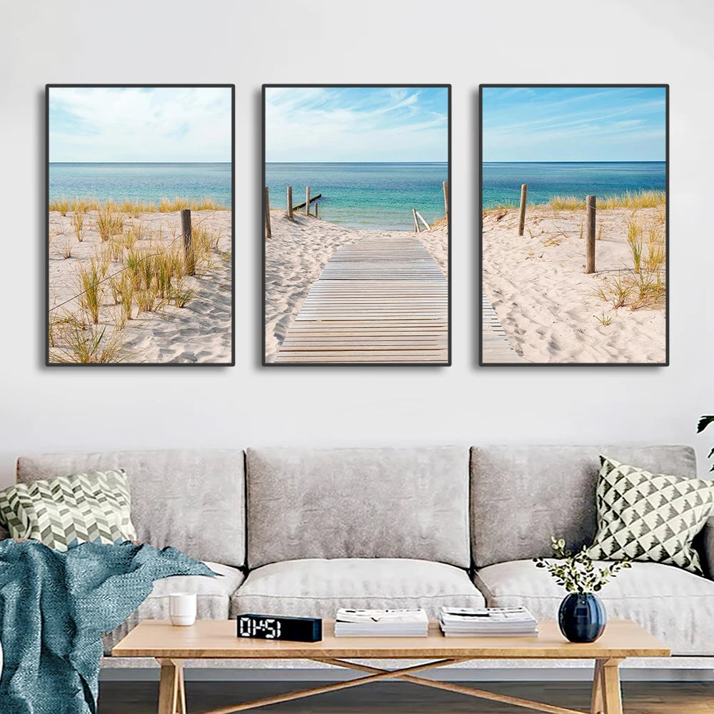 Tableau triptyque paysage mer ÉVASION PLAGE