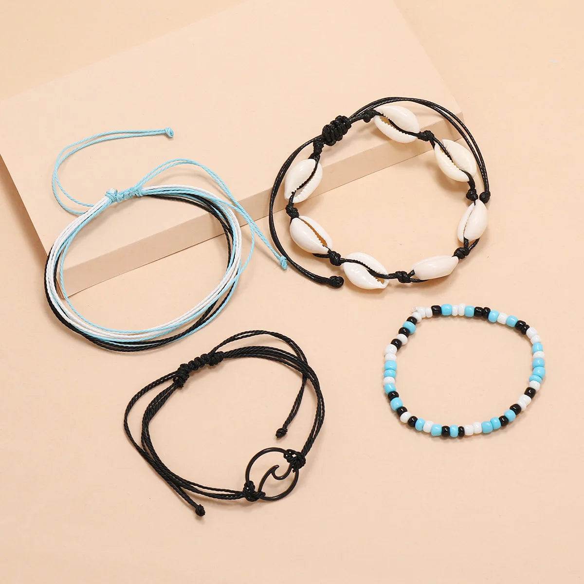 Set of 4 CORALLIEN anklets