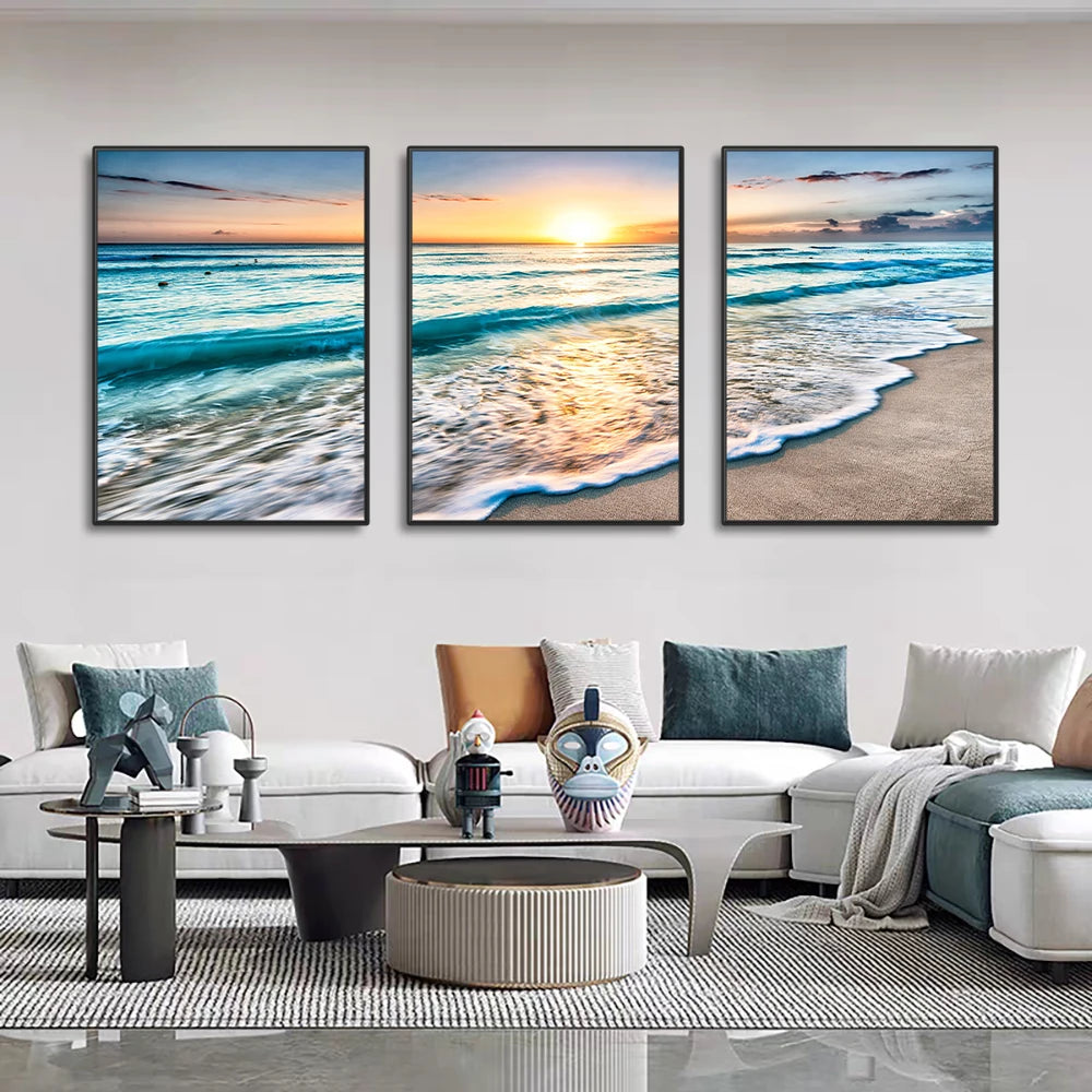 Tableau triptyque mer MÉDITERRANÉE