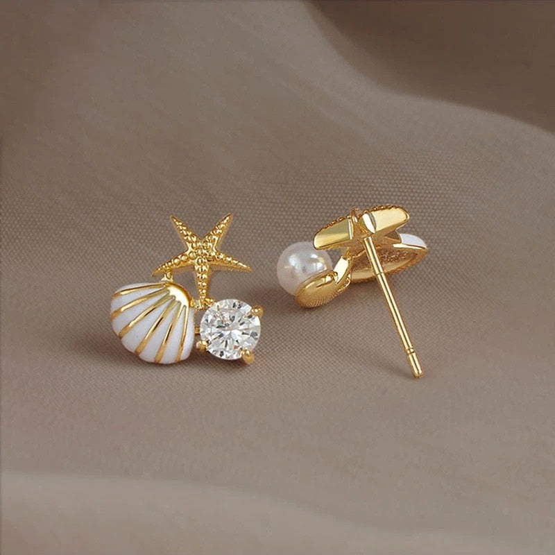 MARINELLA star and shell earrings