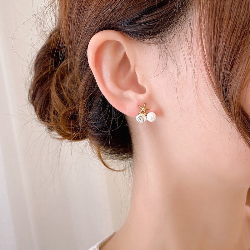 MARINELLA star and shell earrings