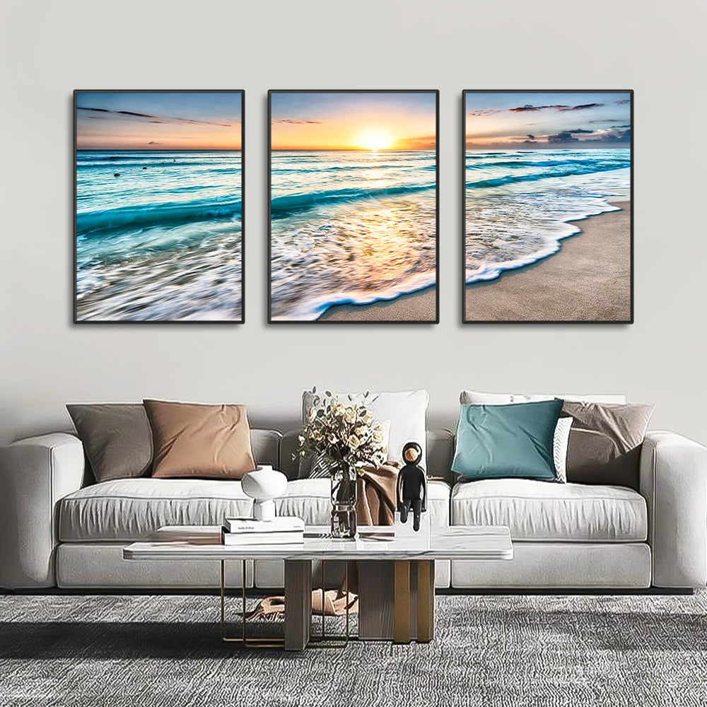 Tableau triptyque mer MÉDITERRANÉE