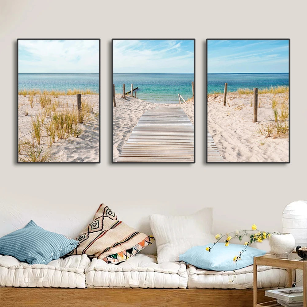 Tableau triptyque paysage mer ÉVASION PLAGE