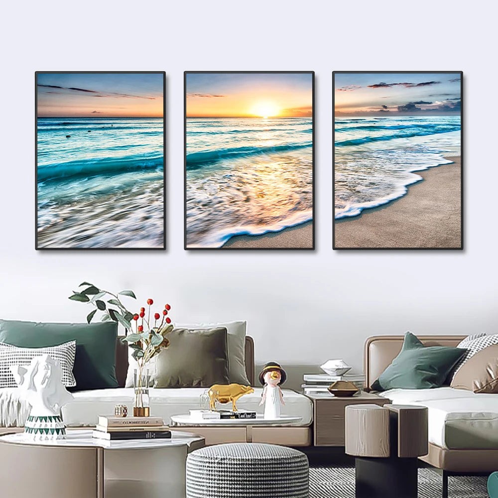 Tableau triptyque mer MÉDITERRANÉE