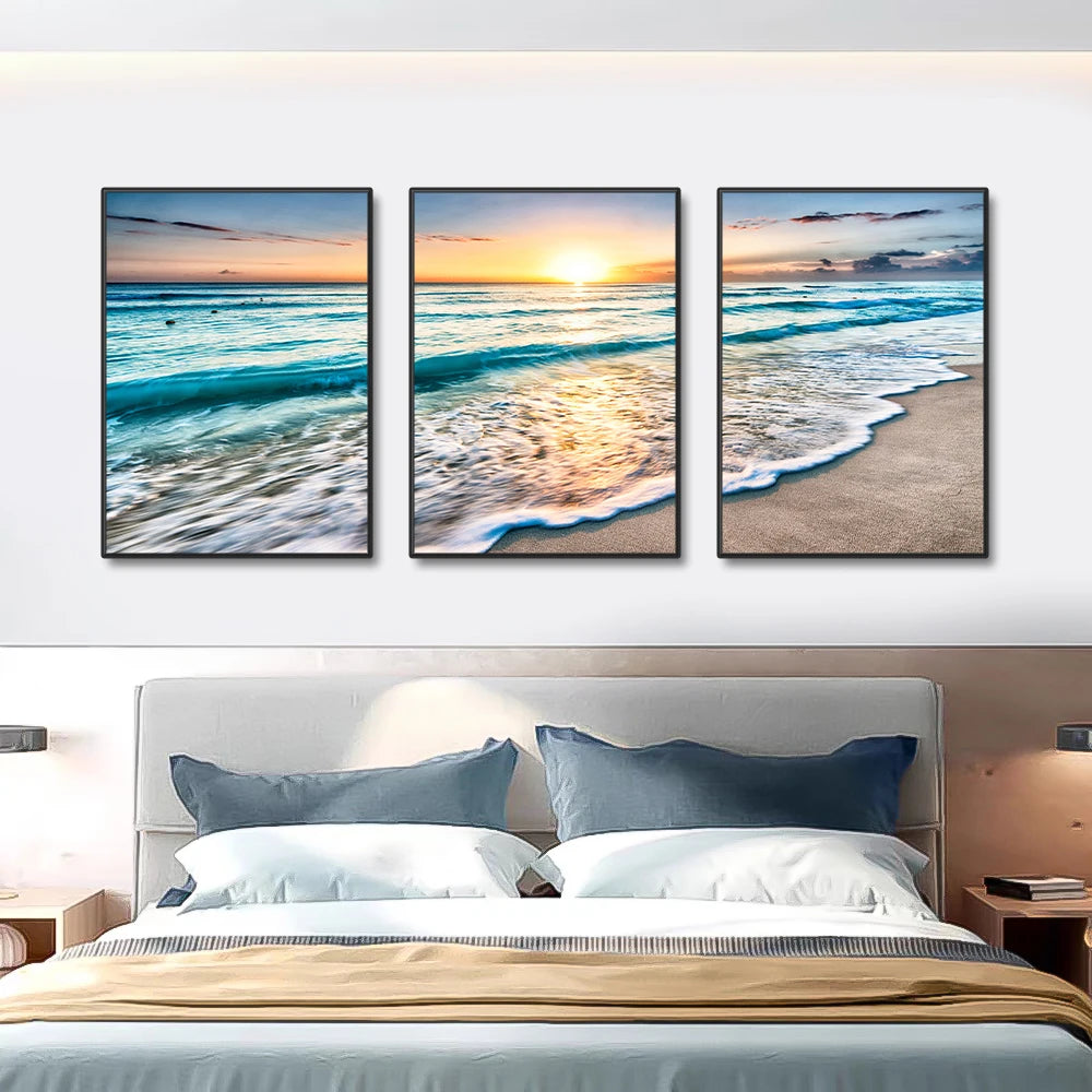 Tableau triptyque mer MÉDITERRANÉE