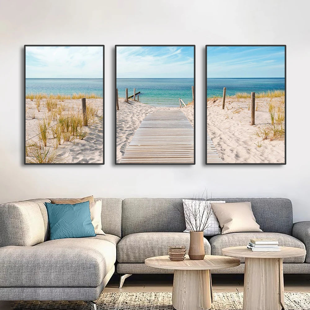 Tableau triptyque paysage mer ÉVASION PLAGE