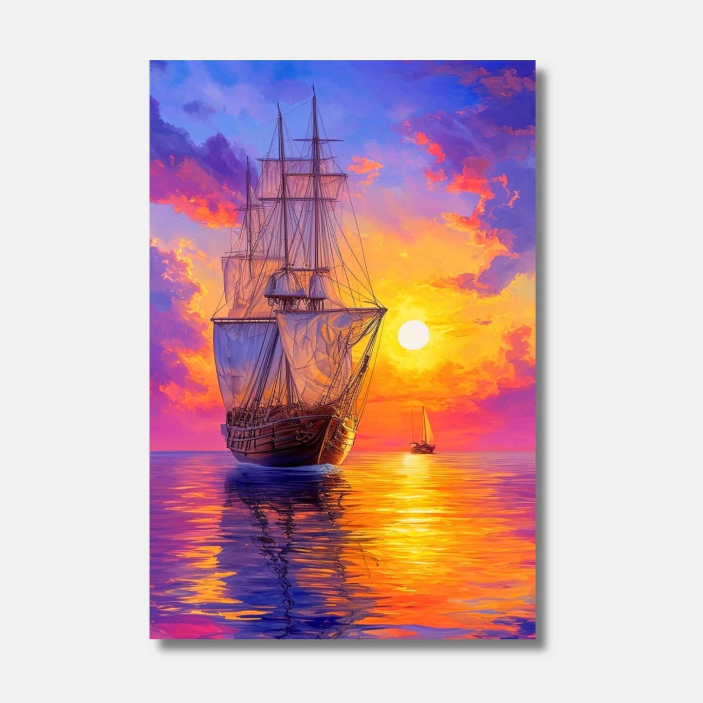 Tableau bateau peintre LES VOILES DU CRÉPUSCULE