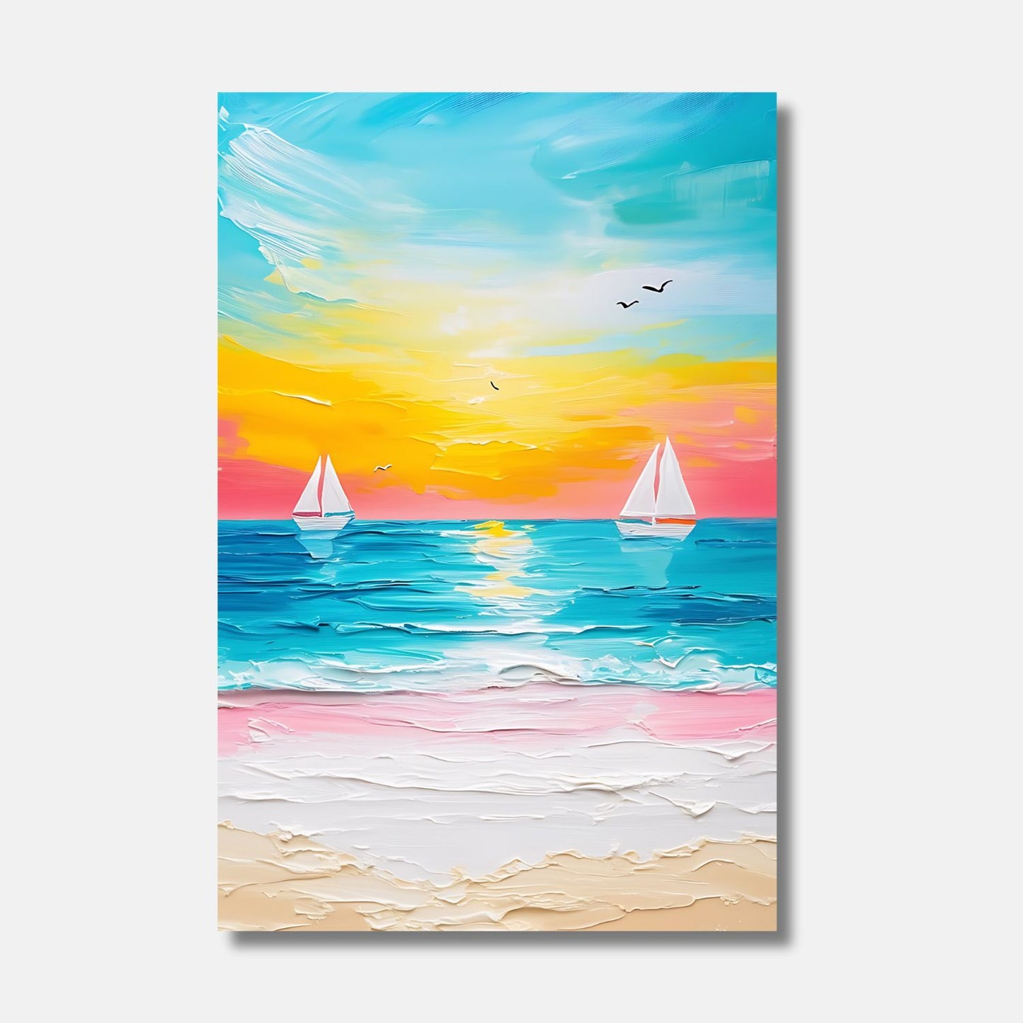Une symphonie de couleurs marines capturant la sérénité d'un coucher de soleil en bord de mer