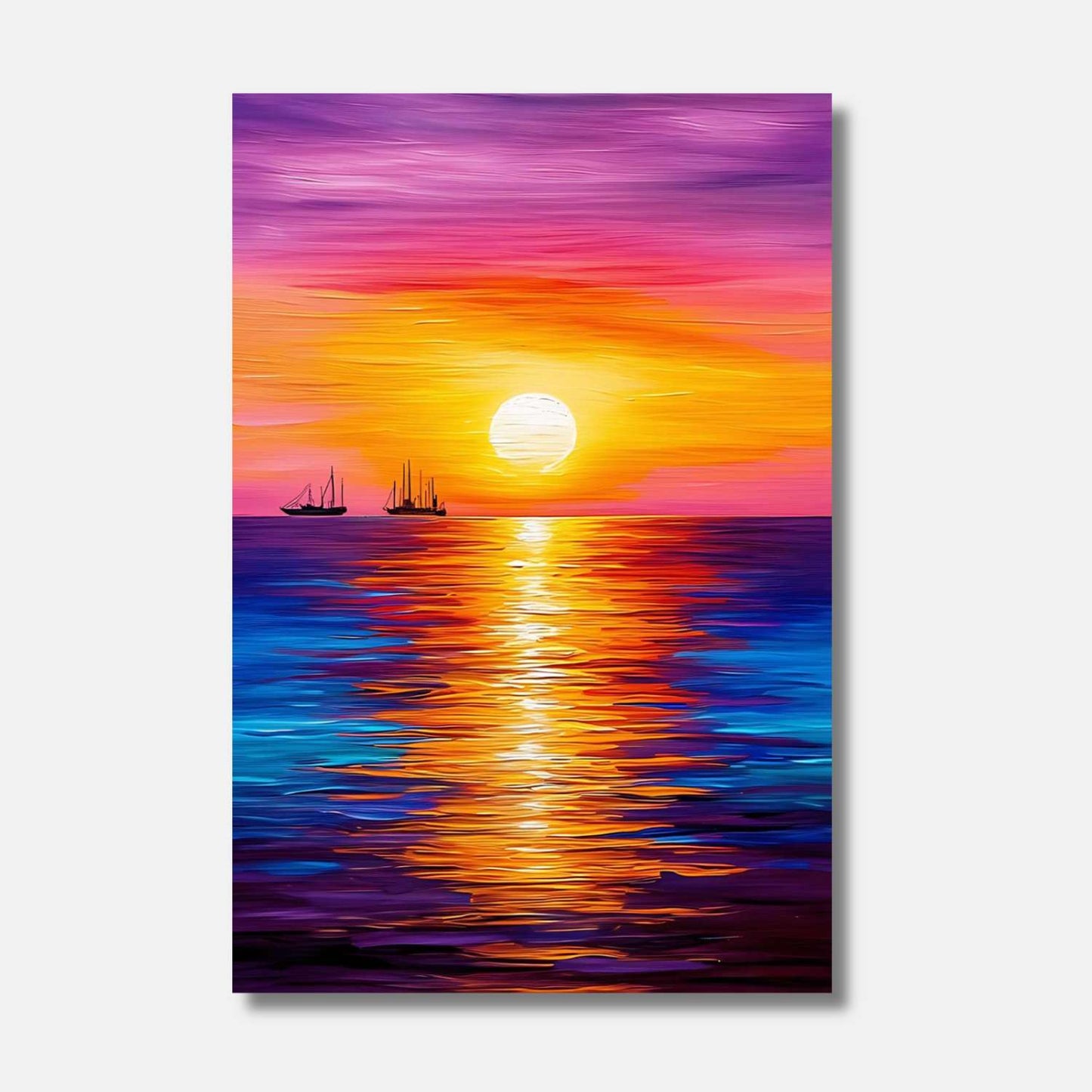 Tableau coucher de soleil sur la mer HORIZON DORÉ