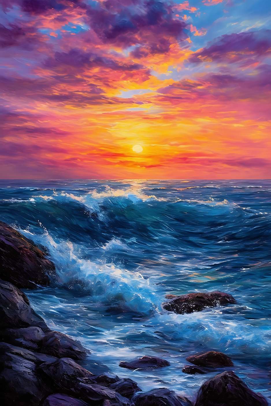 Tableau de la mer sur toile REGARD DORÉ