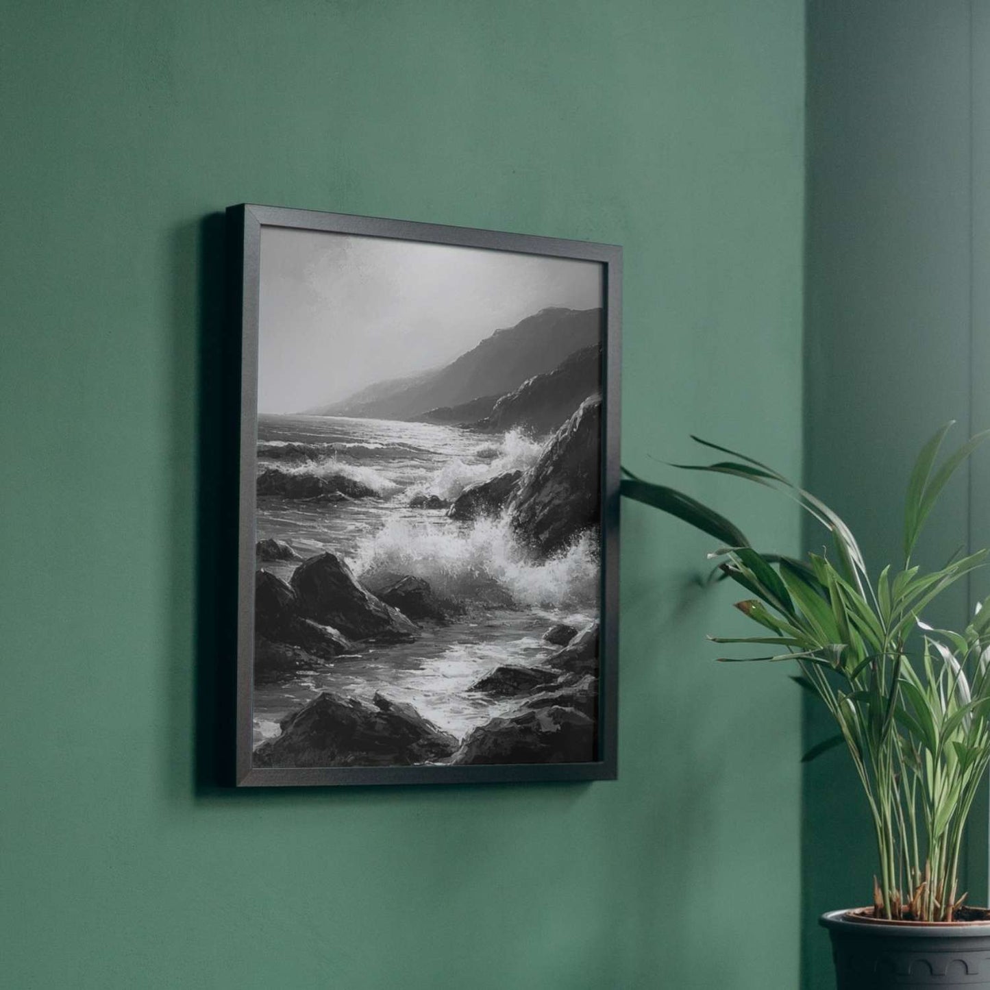 Tableau mer noir et blanc TUMULTE