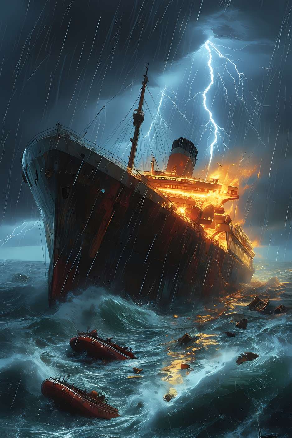 Peinture tableau bateau ATLANTIS REQUIEM