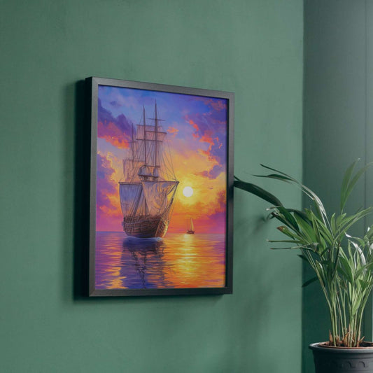Tableau bateau peintre LES VOILES DU CRÉPUSCULE