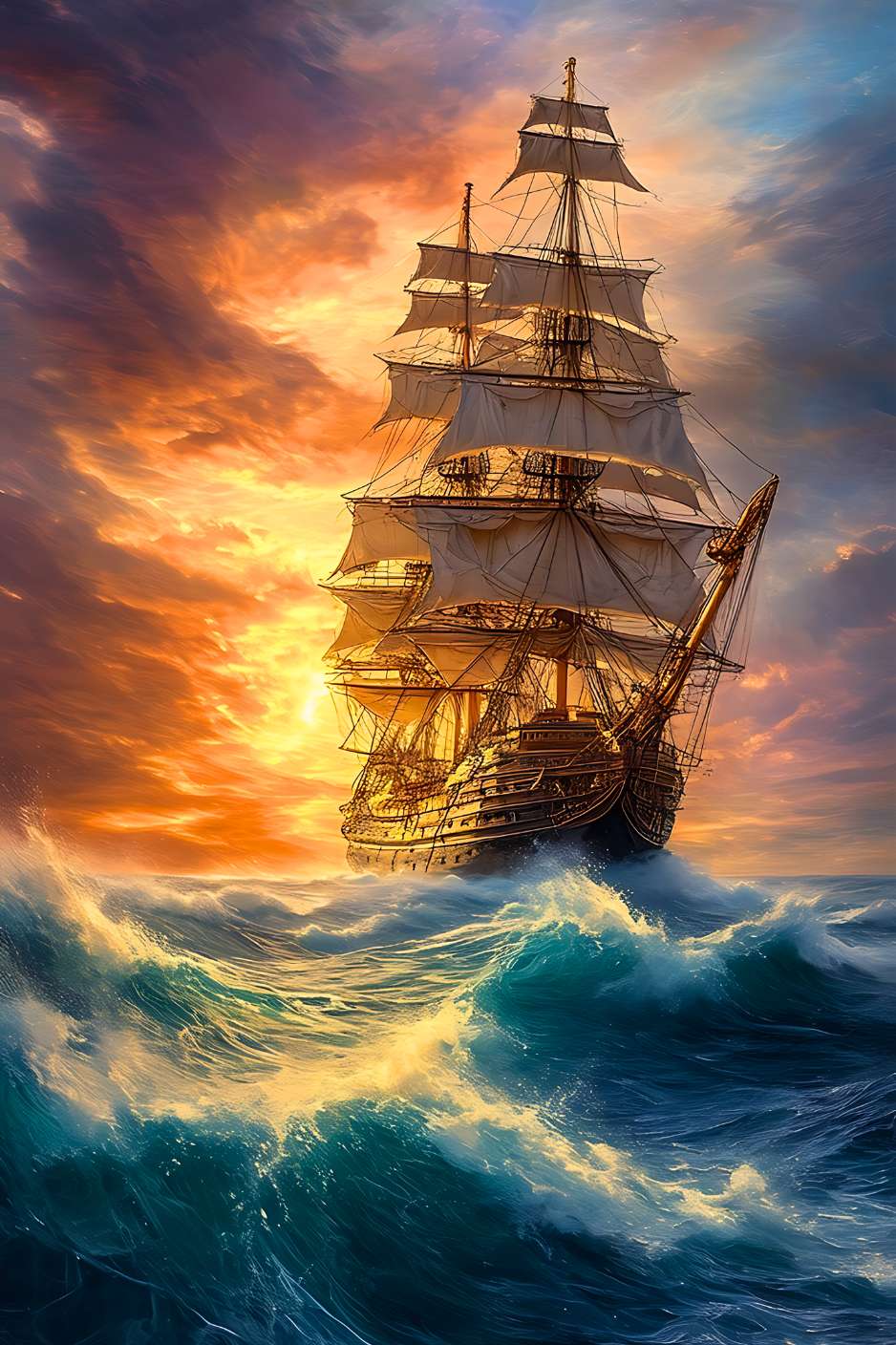Tableau peinture mer bateau LEVAIN DES MERS