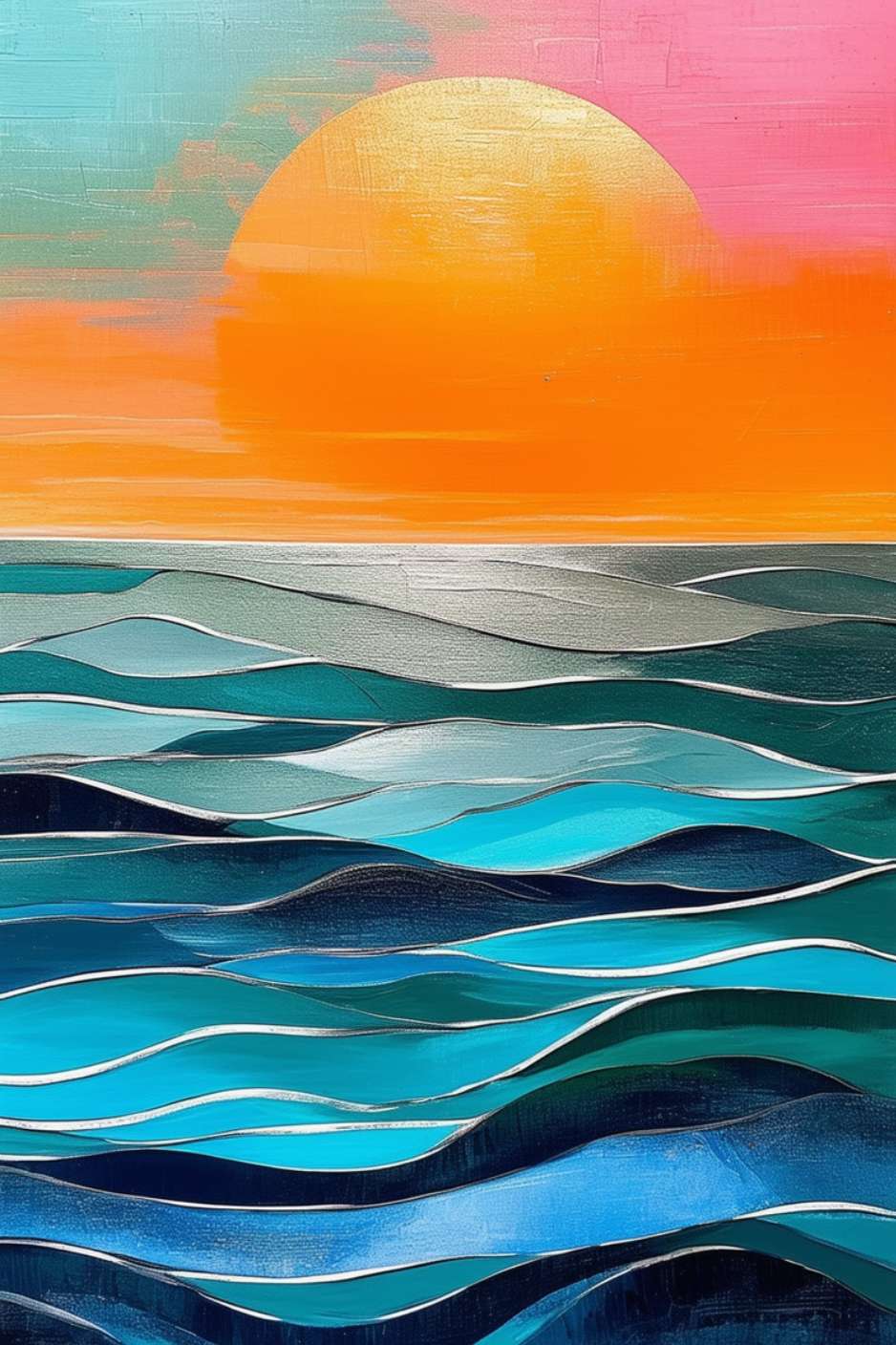 Tableau peinture mer moderne SOLARA