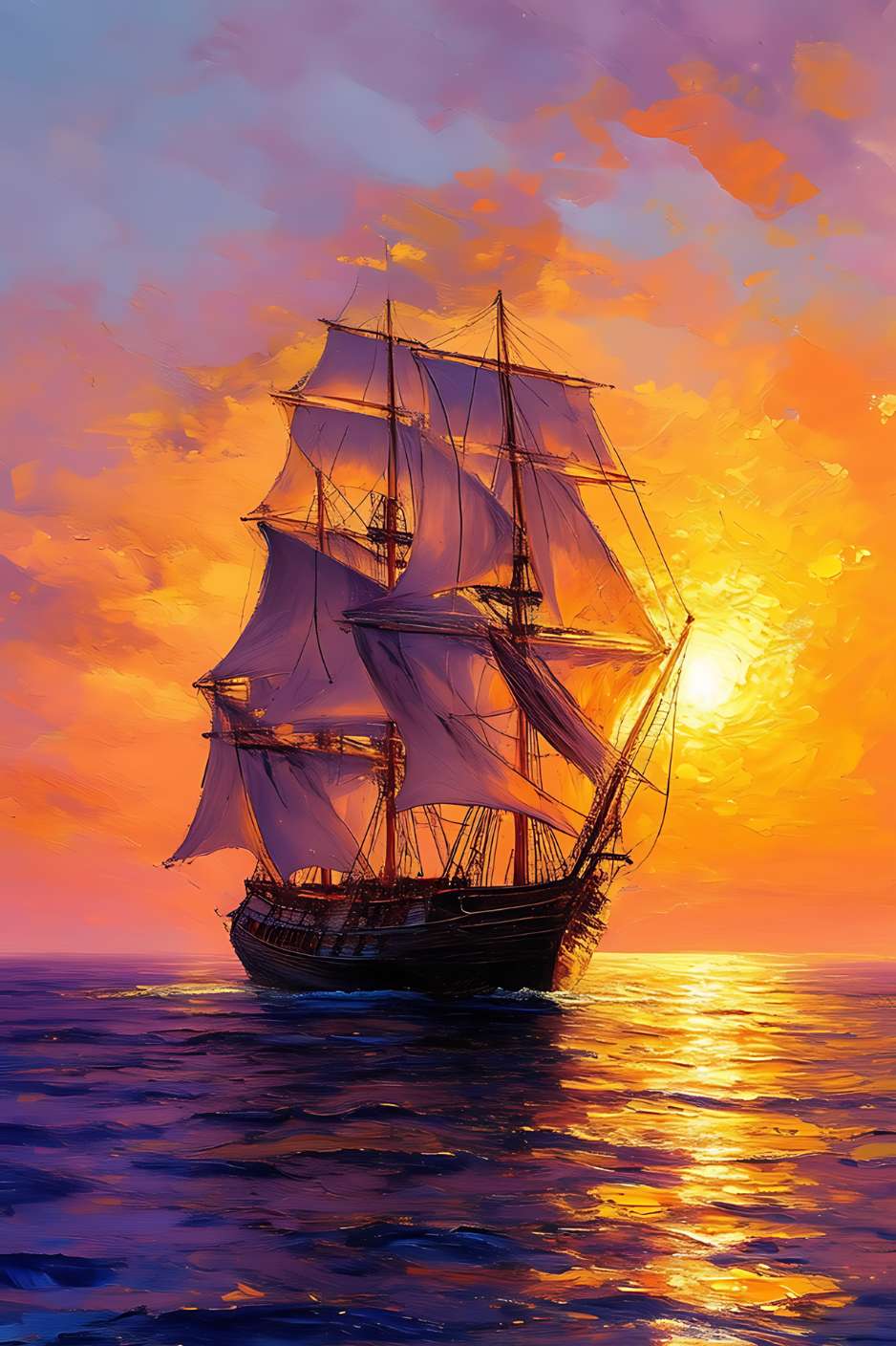 Toile coucher de soleil VOILIER DE FEU