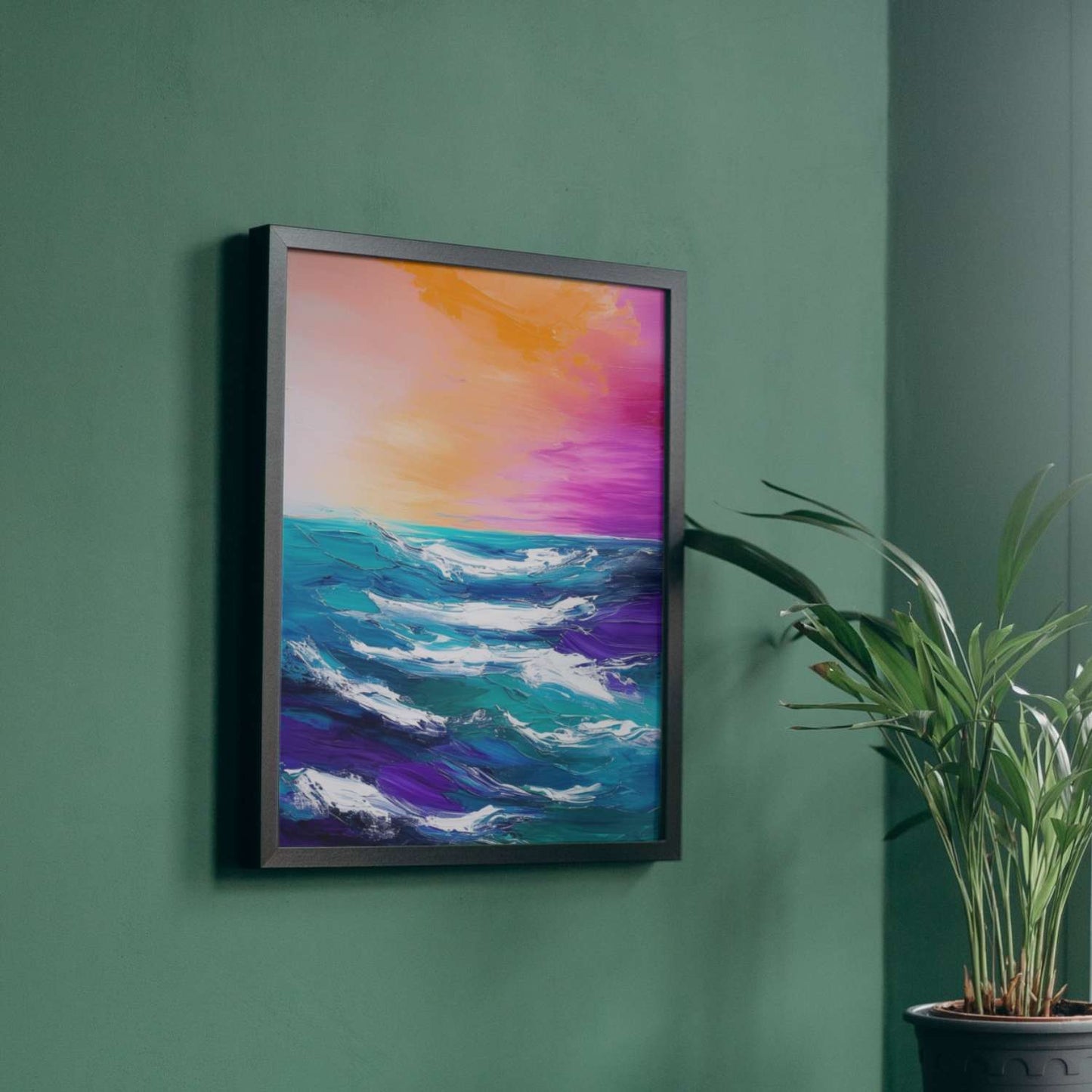 Peinture abstraite paysage mer CRÉPUSCULE