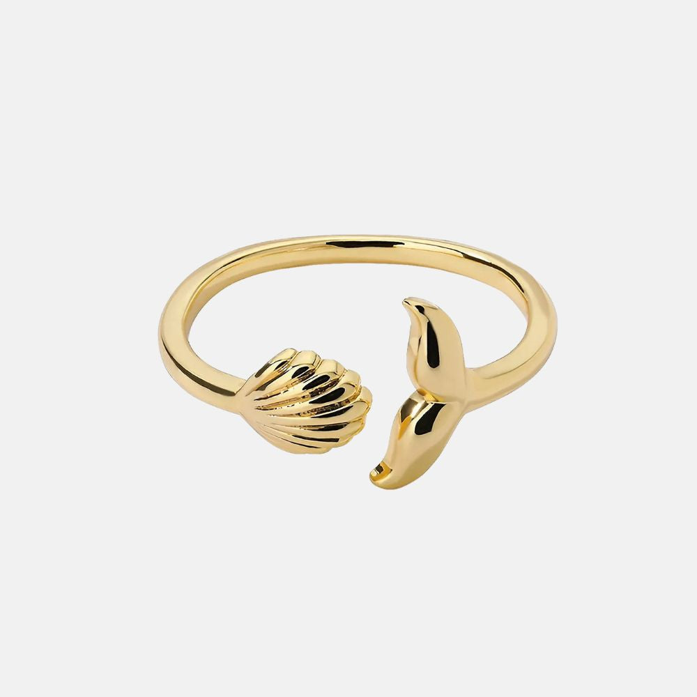 Bague dorée queue de sirène et coquillage ONE - Mer Aux Trésors