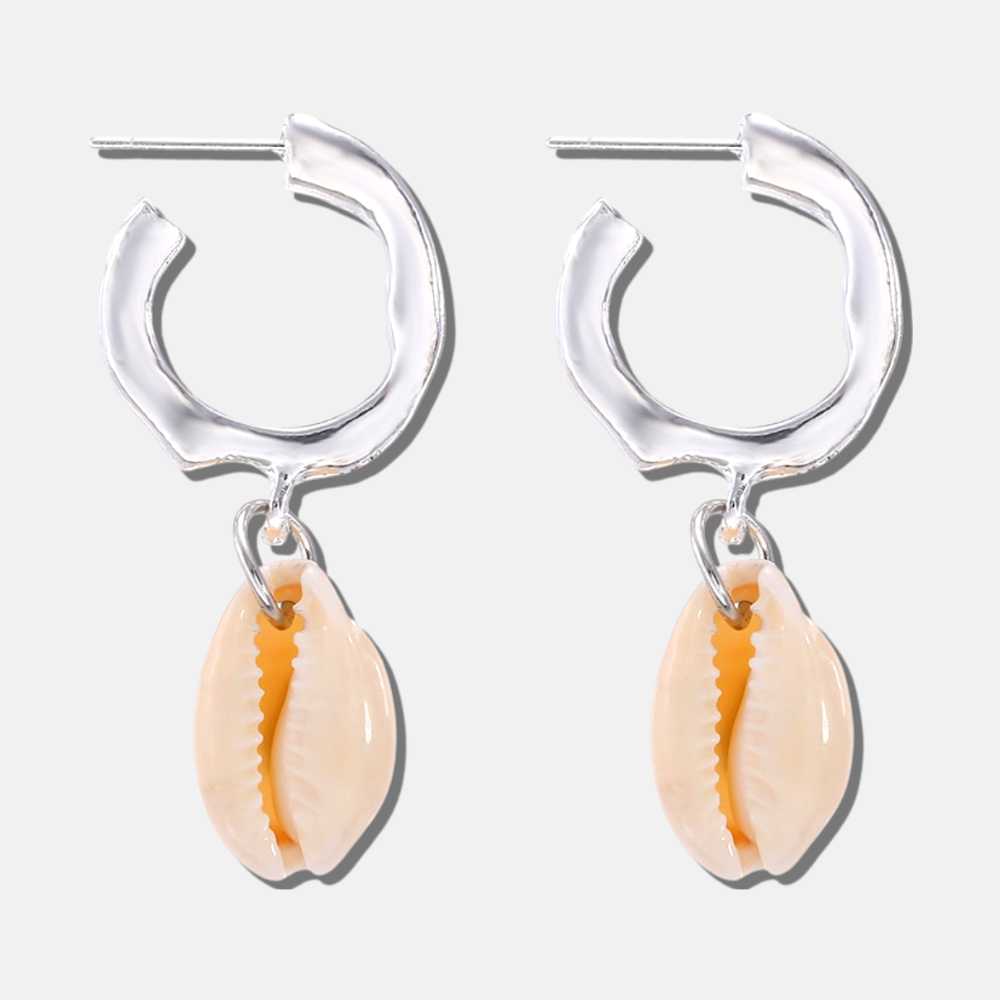 Boucles d'oreilles coquillages anneaux argentés KALA - Mer Aux Trésors