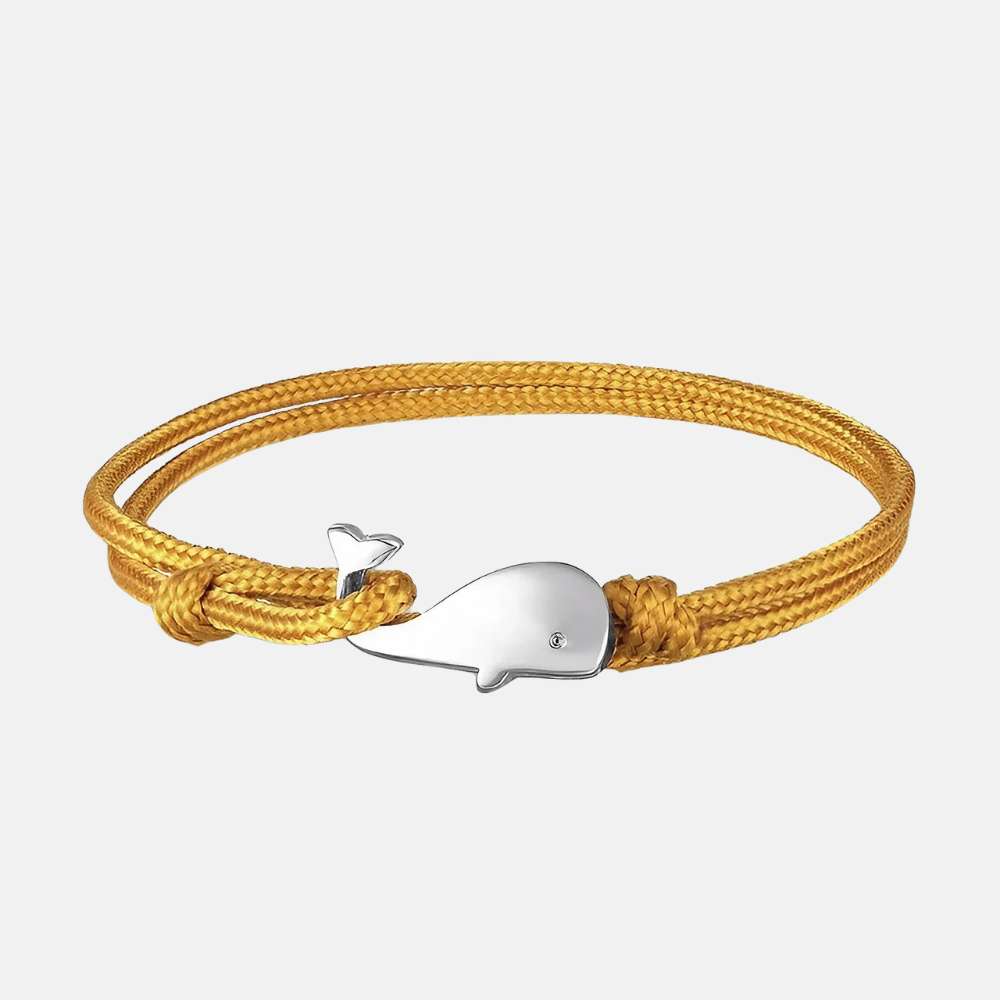 Bracelet jaune et sa petite baleine ONE - Mer Aux Trésors