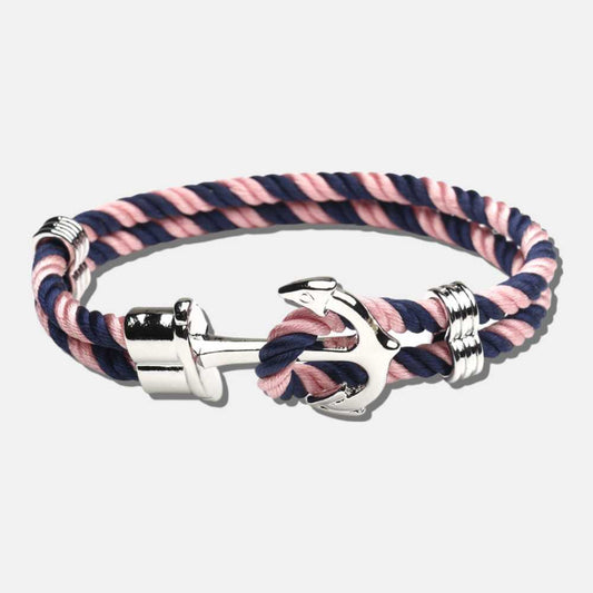 Bracelet ancre argenté rose et bleu OPUA - Mer Aux Trésors