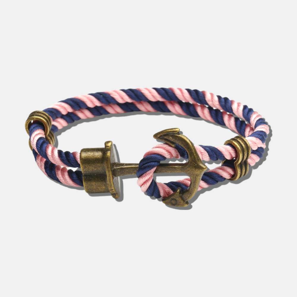 Bracelet ancre bleu et rose AKALA - Mer Aux Trésors