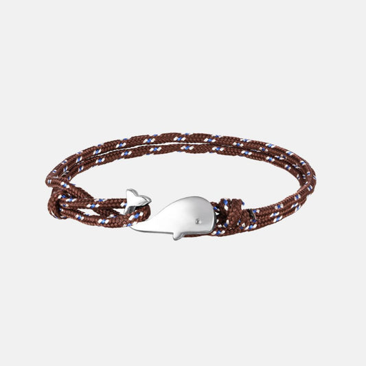 Bracelet marron et sa baleine argentée AKENA - Mer Aux Trésors