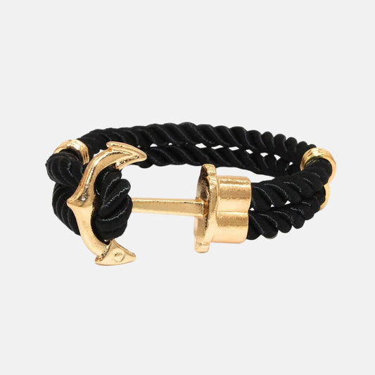 Bracelet noir ancre dorée ONE - Mer Aux Trésors