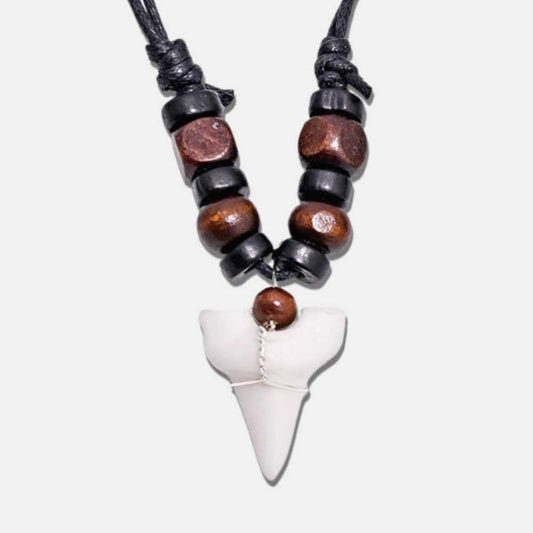 Collier de surfeur noir et marron dent de requin - Mer Aux Trésors