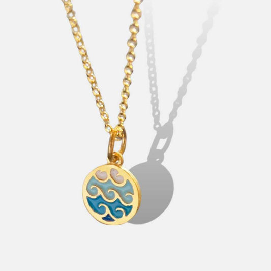 Collier doré à la vague bleue - Mer Aux Trésors