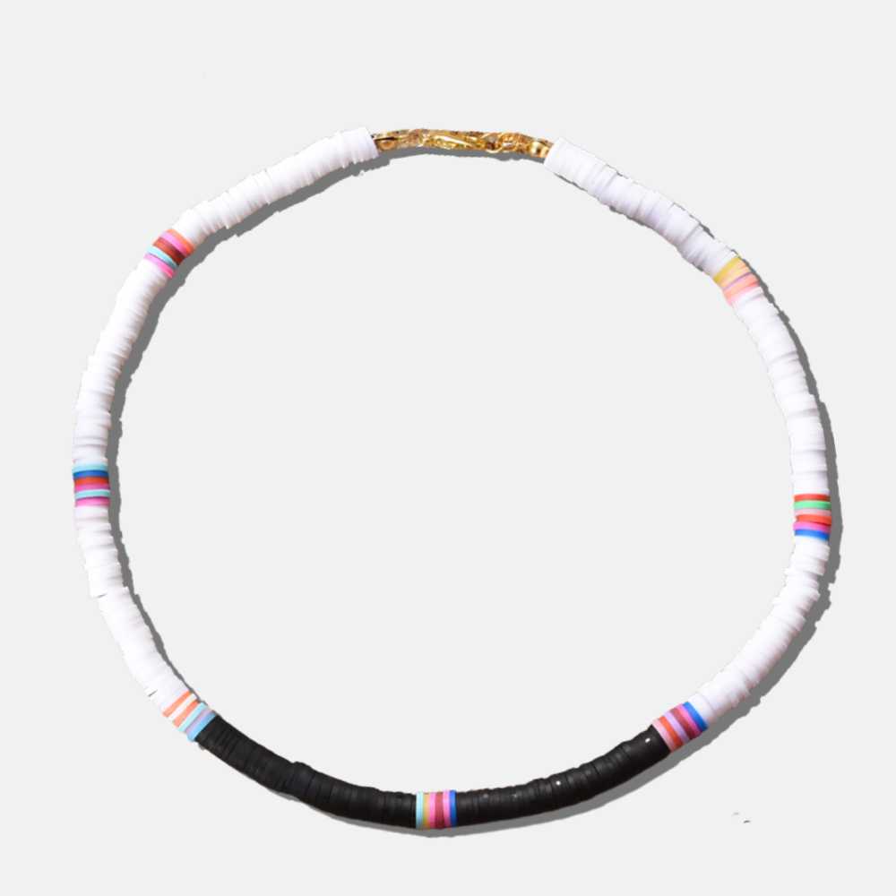 Collier heishi perles noires et blanches KALA - Mer Aux Trésors