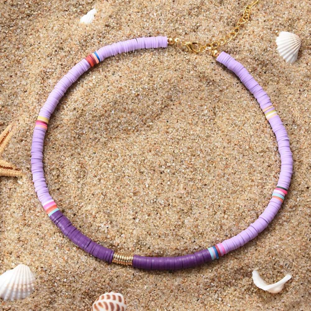 Collier heishi violet PUA - Mer Aux Trésors