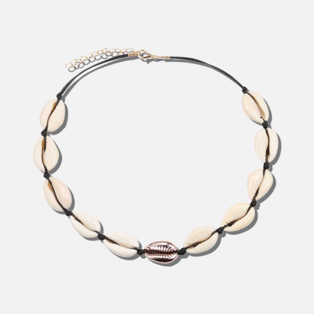 Collier noir coquillage rose gold - Mer Aux Trésors