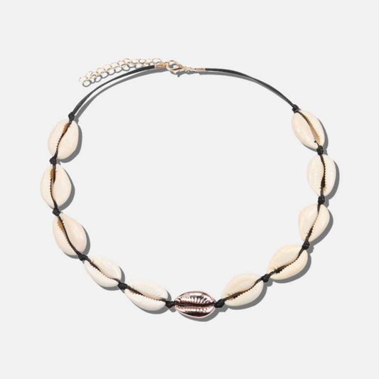 Collier noir coquillage rose gold - Mer Aux Trésors