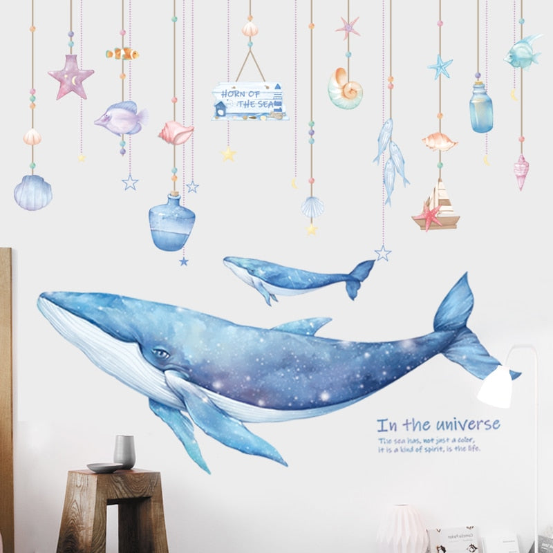 Sticker géant la baleine de l'espace - Mer Aux Trésors